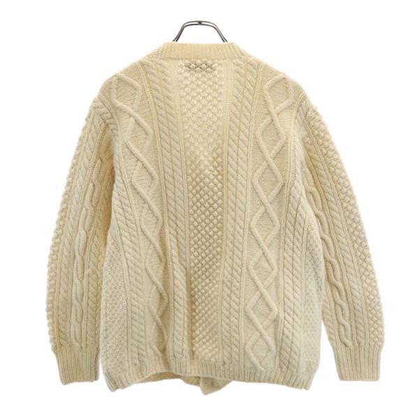 VINTAGE ヴィンテージ 80s ケーブル編 長袖 カーディガン アイボリー Vネック ニット メンズ