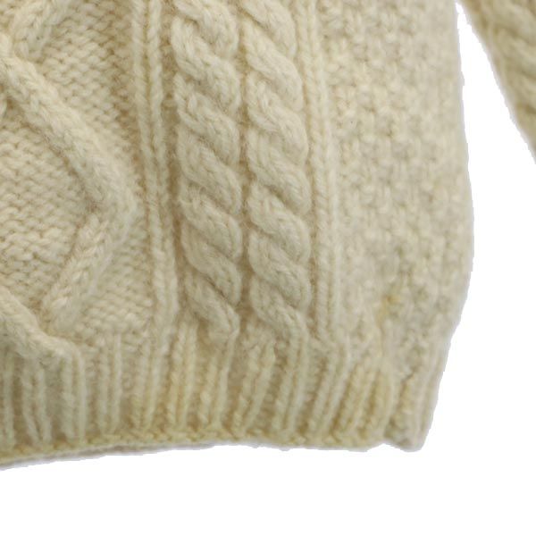 VINTAGE ヴィンテージ 80s ケーブル編 長袖 カーディガン アイボリー Vネック ニット メンズ