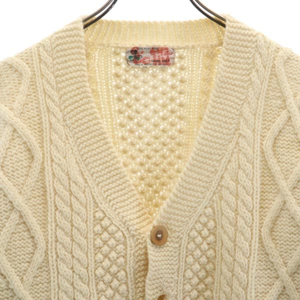 VINTAGE ヴィンテージ 80s ケーブル編 長袖 カーディガン アイボリー Vネック ニット メンズ