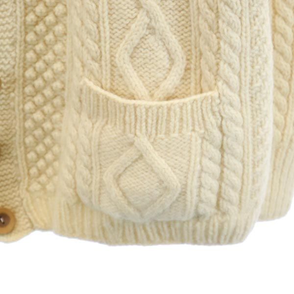 VINTAGE ヴィンテージ 80s ケーブル編 長袖 カーディガン アイボリー Vネック ニット メンズ