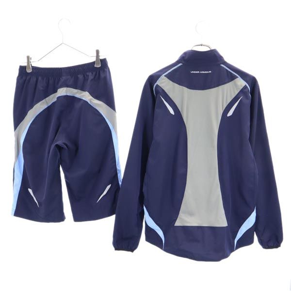 アンダーアーマー 長袖 トレーニングウェア 上下 セットアップ MD 紺×グレー ×水色 UNDER ARMOUR ショートパンツ メンズ