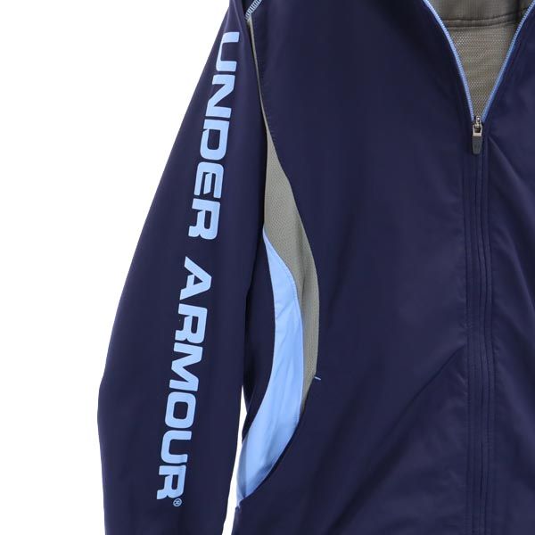 アンダーアーマー 長袖 トレーニングウェア 上下 セットアップ MD 紺×グレー ×水色 UNDER ARMOUR ショートパンツ メンズ