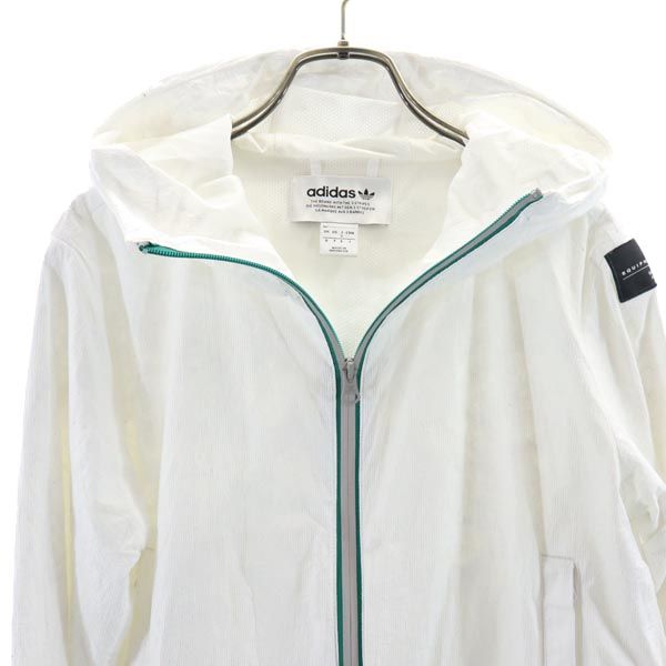 アディダス ロゴ刺繍 長袖 ジップパーカー S 白 adidas レディース