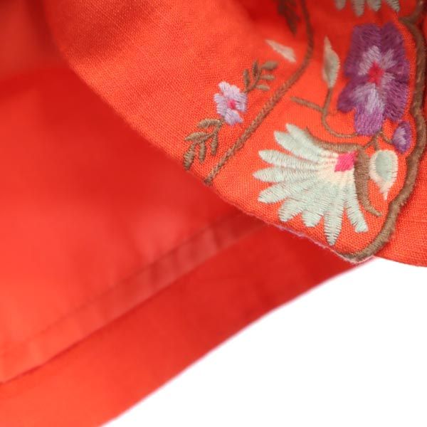 Lily Brown リリーブラウン 半袖 刺繍肩あき カットソー 上下 セットアップ F/1 オレンジ系 ショートパンツ レディース