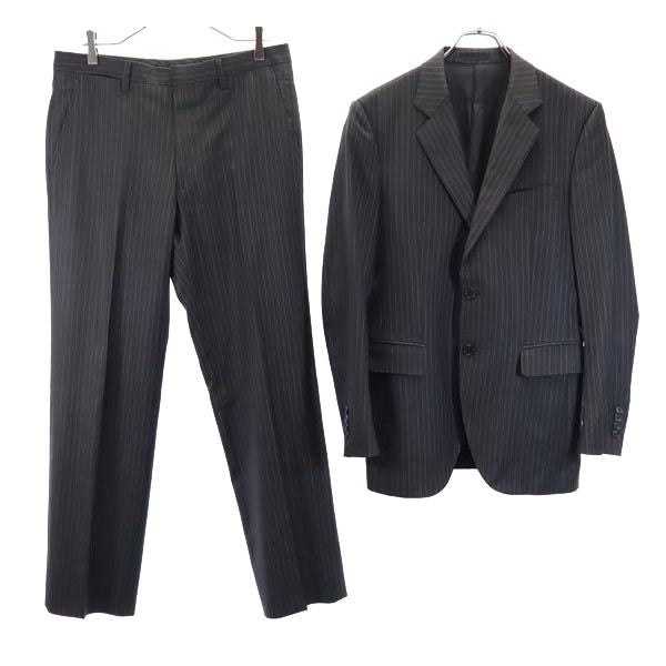 エポカウォモ ウール ストライプ スーツ 上下 セットアップ 48 グレー系 EPOCA UOMO テーラードジャケット ロングパンツ メンズ