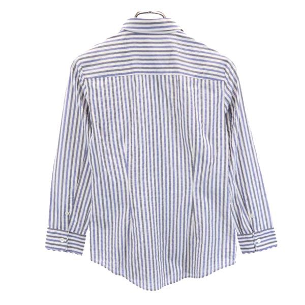 セオリー ストライプ 長袖 シャツ S グレー×ブルー theory レディース