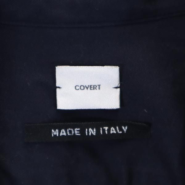 COVERT コーベルト イタリア製 長袖 バンドカラー シャツ L 紺系 メンズ