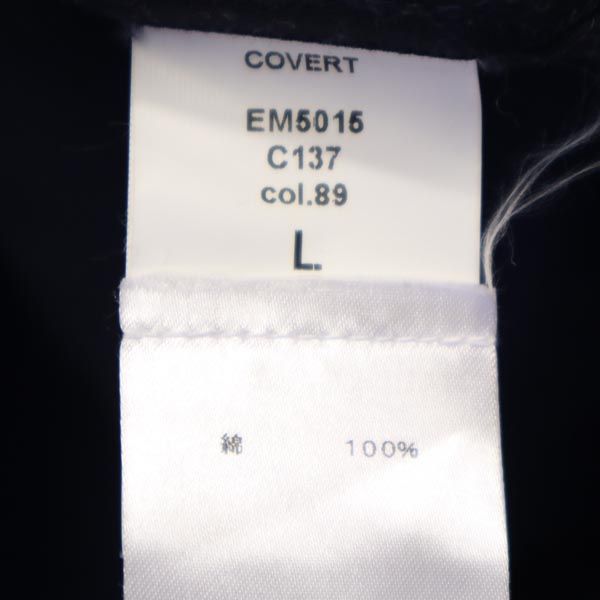 COVERT コーベルト イタリア製 長袖 バンドカラー シャツ L 紺系 メンズ