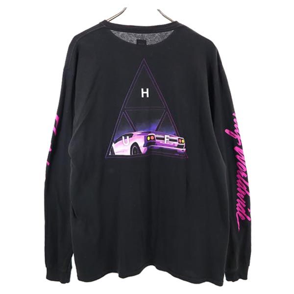 HUF ハフ プリント 長袖 Tシャツ L ブラック ロンT メンズ