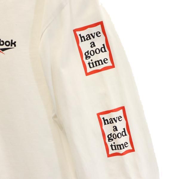 リーボック HAVE A GOOD TIME 長袖 Tシャツ S ホワイト系 Reebok ロンT メンズ