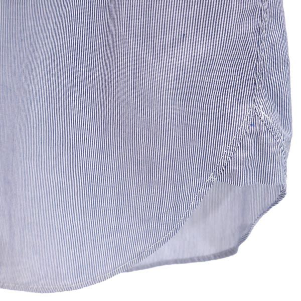 イネド ストライプ柄 長袖 丸襟 シャツ 7 ネイビー系 INED レディース
