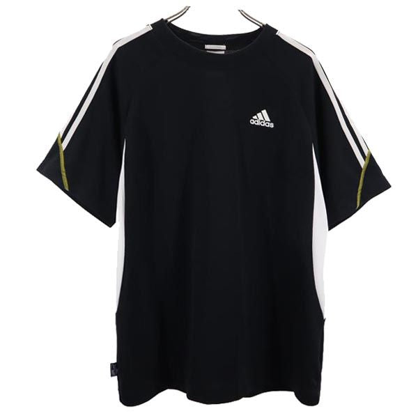 アディダス ロゴ トレーニング 半袖 ウェア M ブラック系 adidas 3ライン Tシャツ メンズ