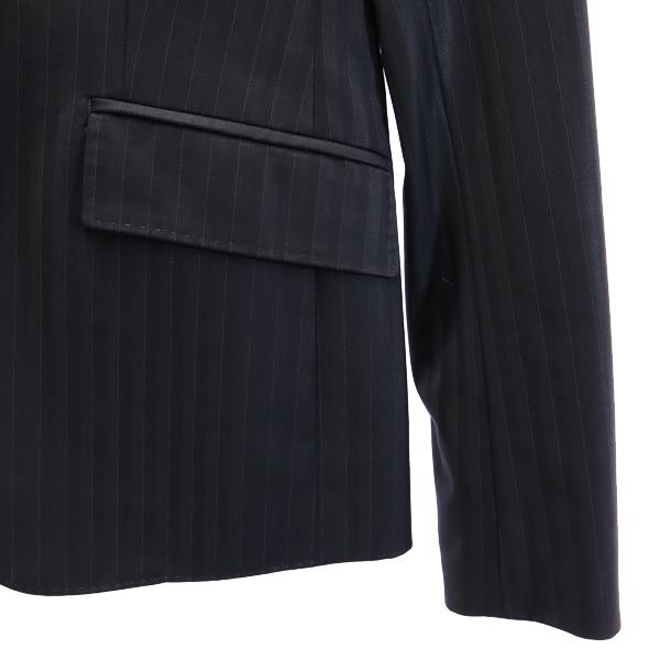 iCB アイシービー ウールブレンド ストライプ柄 スカートスーツ 上下 セットアップ 7 ネイビー系 テーラードジャケット レディース