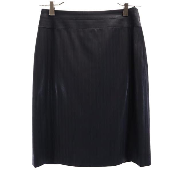 iCB アイシービー ウールブレンド ストライプ柄 スカートスーツ 上下 セットアップ 7 ネイビー系 テーラードジャケット レディース