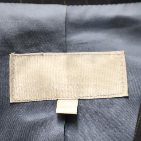 FACADE GREEN ファザードグリーン ストライプ柄 スカートスーツ 上下 セットアップ 36 黒 テーラードジャケット レディース