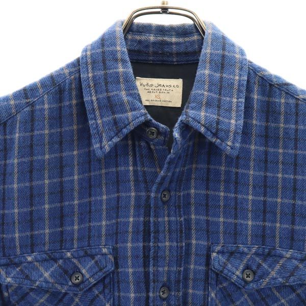 ヌーディジーンズ 長袖 オーガニックコットン シャツ XS ブルー系 Nudie Jeans co メンズ