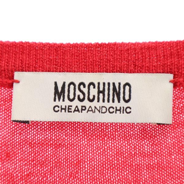 MOSCHINO モスキーノ ウール 7分袖 ニット カーディガン USA8 赤系 レディース