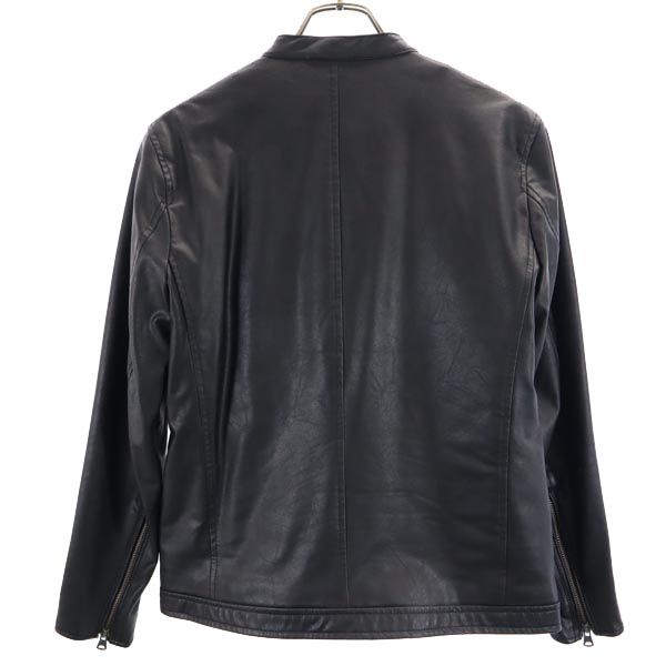 nano universe ナノユニバース フェイクレザー ジャケット S ブラック 薄中綿入 メンズ