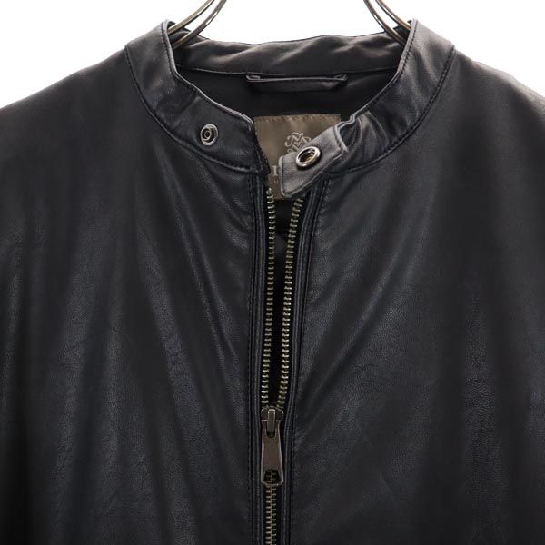 nano universe ナノユニバース フェイクレザー ジャケット S ブラック 薄中綿入 メンズ