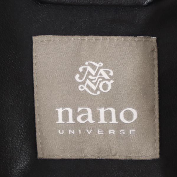 nano universe ナノユニバース フェイクレザー ジャケット S ブラック 薄中綿入 メンズ