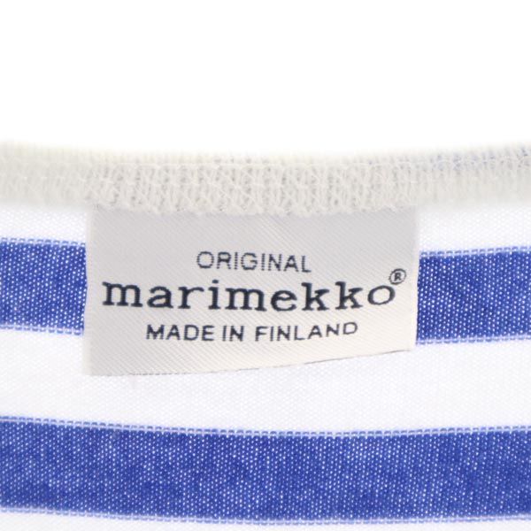 marimekko マリメッコ ボーダー柄 長袖 ワンピース 160 白_ブルー キッズ