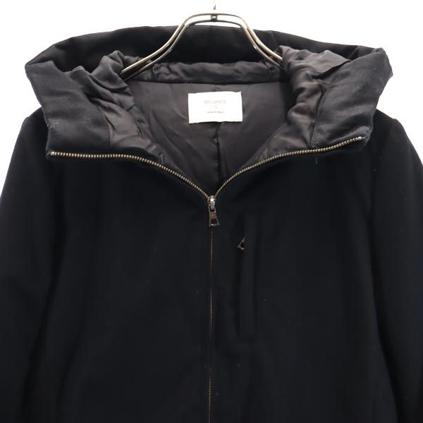 未使用 STUDIOUS ステュディオス 日本製 長袖 ウールフーデッド ダウンジャケット ブラック系 メンズ