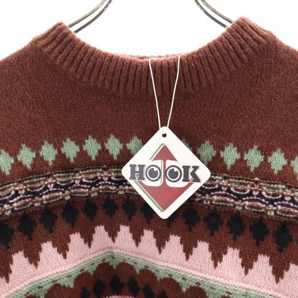 未使用 HOOK フック 長袖 コットン セーター L ブラウン系 ニット メンズ