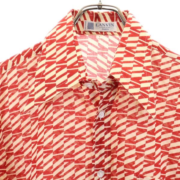LANVIN ランバン 総柄 長袖 シャツ 4 レッド系 メンズ