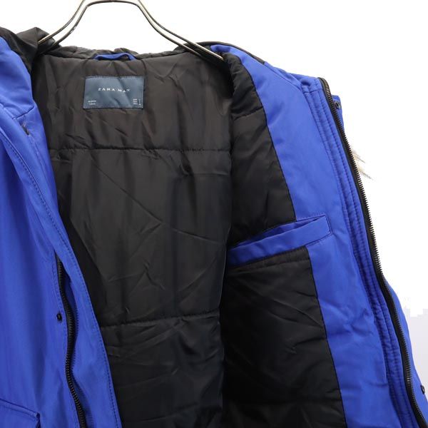 ザラマン 中綿ジャケット S 青系 ZARA MAN ファー メンズ