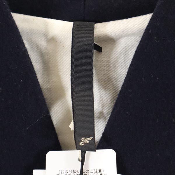 未使用 fairnark フェアナーク 日本製 ウールブレンド 7分袖 ノーカラージャケット 1 ネイビー系 レディース