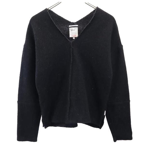 SOU・SOU ソウソウ 日本製 ウールブレンド 長袖 Vネック セーター SS ブラック系 ニット レディース
