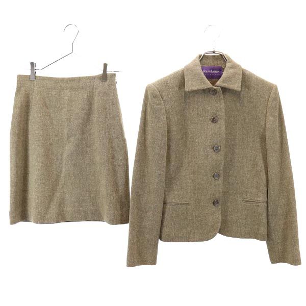 RALPH LAUREN ラルフローレン インパクト21 パープルレーベル スカートスーツ 上下 セットアップ 9 ブラウン系 レディース