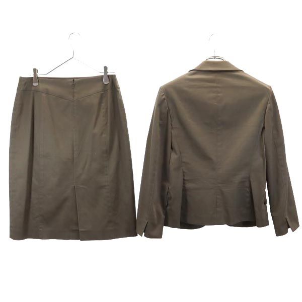 23ku 23区 リネンブレンド スカートスーツ 上下 セットアップ 上40/下44 カーキ系 レディース