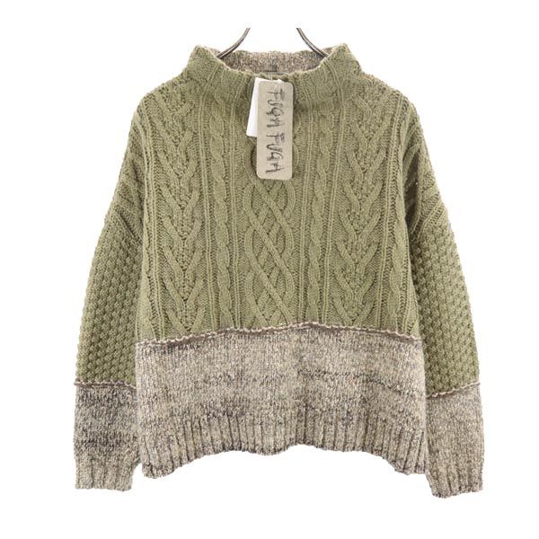 未使用 FUGA FUGA フーガフーガ 日本製 長袖 ウールブレンド セーター F カーキ系 ニット タグ付き レディース