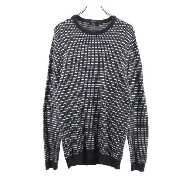 HUGO BOSS ヒューゴボス カシミヤブレンド 長袖 セーター M ブラック×ホワイト ニット メンズ