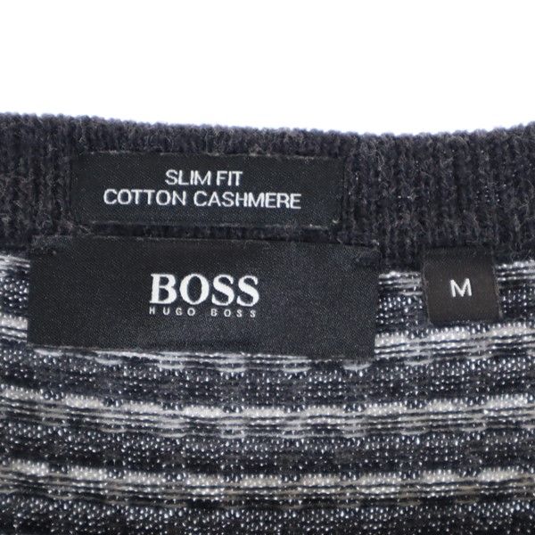 HUGO BOSS ヒューゴボス カシミヤブレンド 長袖 セーター M ブラック×ホワイト ニット メンズ