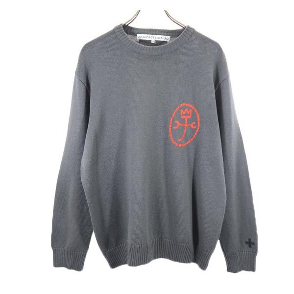 JC de CASTELBAJAC カステルバジャック イタリア製 長袖 クルーネック ニット セーター 52 グレー メンズ