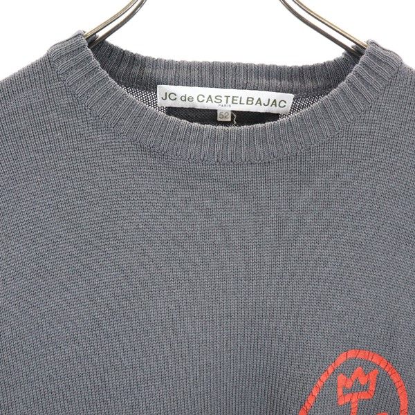 JC de CASTELBAJAC カステルバジャック イタリア製 長袖 クルーネック ニット セーター 52 グレー メンズ