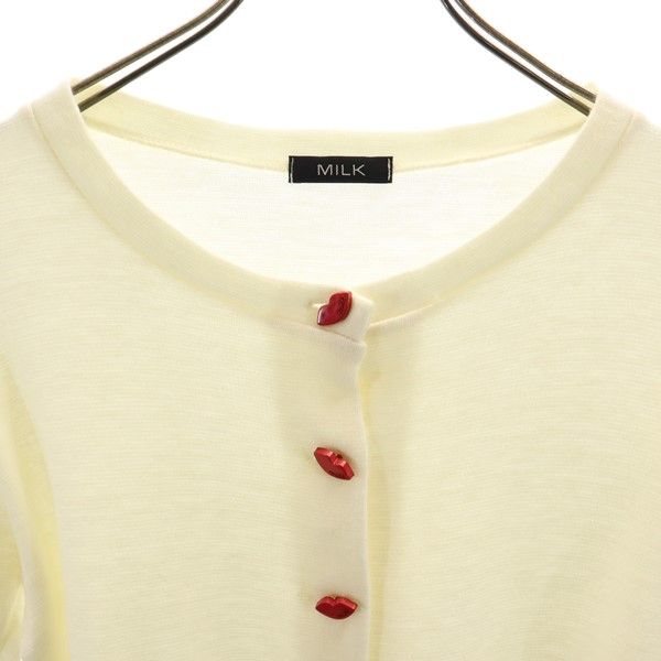 ミルク 日本製 長袖 ショート丈 ニット カーディガン ホワイト MILK レディース
