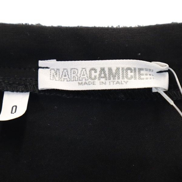 未使用 NARACAMICIE ナラカミーチェ イタリア製 花柄 7分袖 ノーカラージャケット ブラック系 レディース