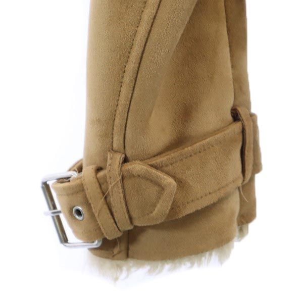 ザラ 長袖 スエードライク ダブルライダースジャケット L ベージュ系 ZARA 裏ファー レディース