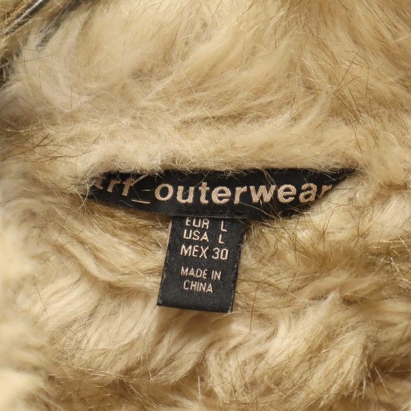 ザラ 長袖 スエードライク ダブルライダースジャケット L ベージュ系 ZARA 裏ファー レディース