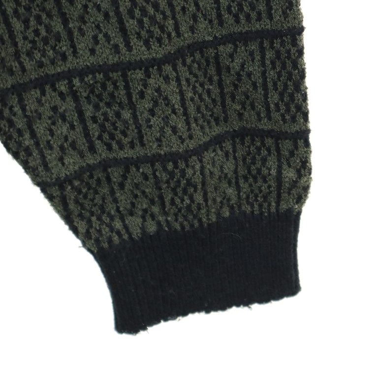 ジャンセン 総柄 長袖 セーター L グリーン系 Jantzen 薄手 ニット メンズ