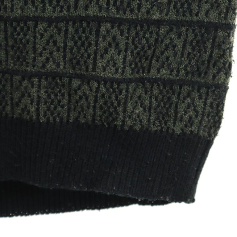 ジャンセン 総柄 長袖 セーター L グリーン系 Jantzen 薄手 ニット メンズ