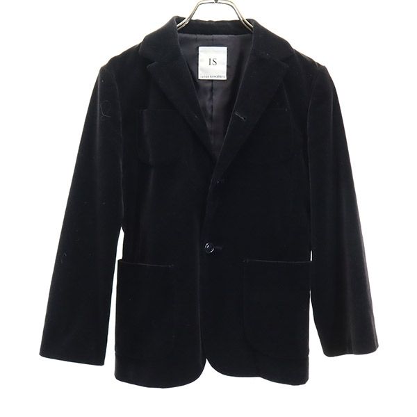 I.S.sunao kuwahara アイエススナオクワハラ 日本製 ベロア調 スカートスーツ 上下 セットアップ M/S ブラック レディース