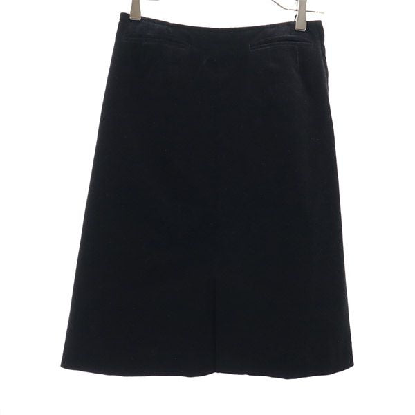 I.S.sunao kuwahara アイエススナオクワハラ 日本製 ベロア調 スカートスーツ 上下 セットアップ M/S ブラック レディース