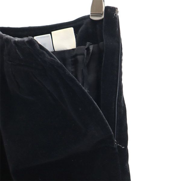 I.S.sunao kuwahara アイエススナオクワハラ 日本製 ベロア調 スカートスーツ 上下 セットアップ M/S ブラック レディース