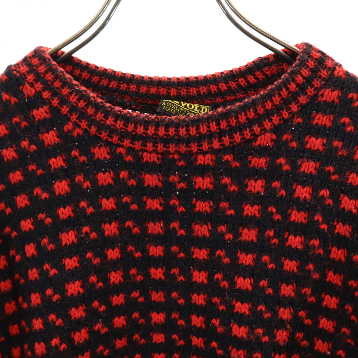 DEVOLD 80s ヴィンテージ 総柄 長袖 セーター 46 ブラック系 ニット レディース