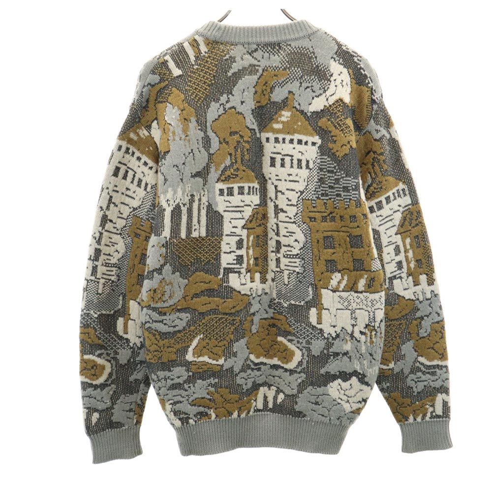 ドゥマンクレール ウールブレンド 総柄 長袖 セーター M グレー系 DEMAIN CLAIR ニット メンズ