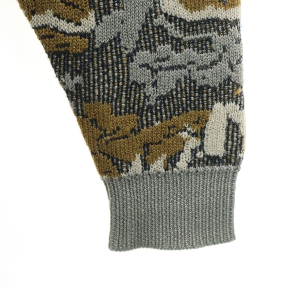 ドゥマンクレール ウールブレンド 総柄 長袖 セーター M グレー系 DEMAIN CLAIR ニット メンズ